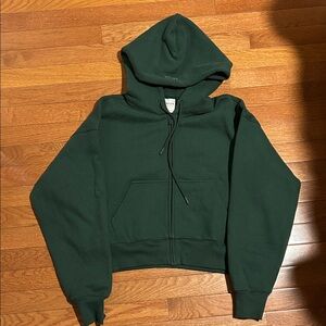 Aritzia Forest Green sweatfleece boyfriend fit Zip-Up Hoodie